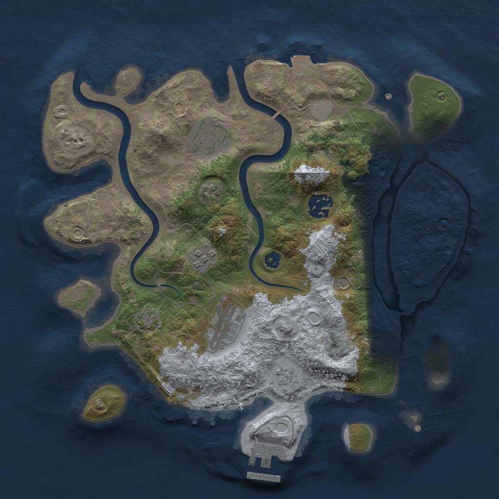 Rust Map: Procedural Map, Size: 3000, Seed: 342003846, 9 Monuments