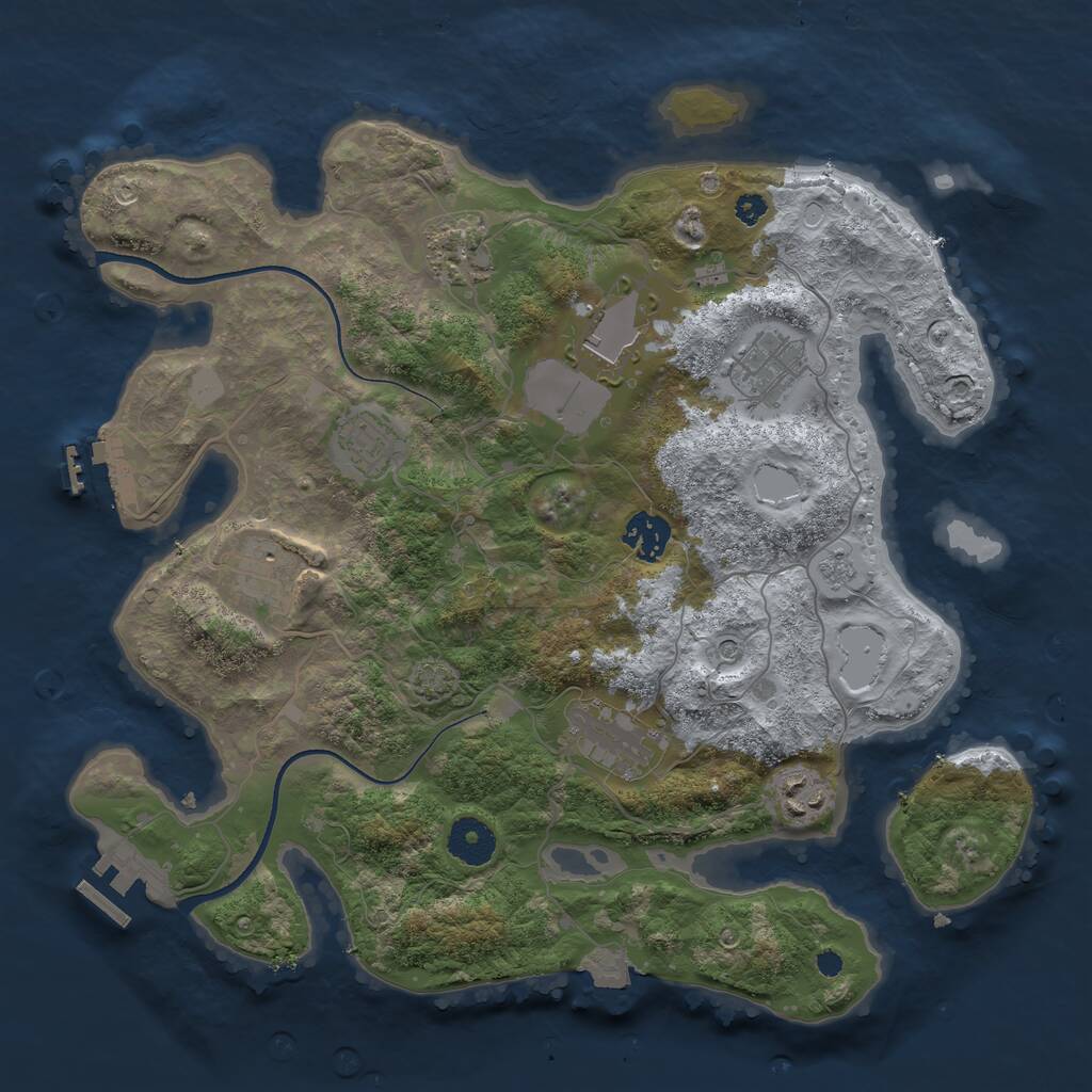 Rust Map: Procedural Map, Size: 3500, Seed: 1206610136, 14 Monuments