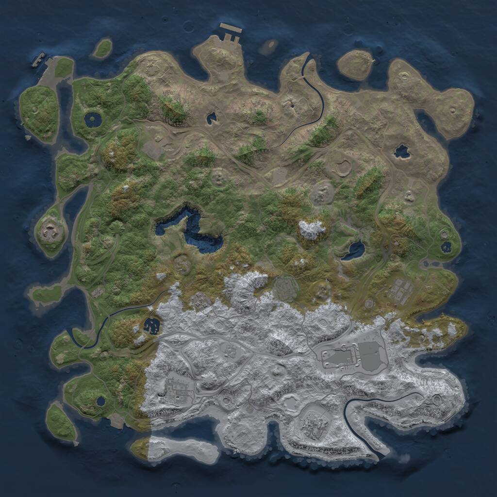 Rust Map: Procedural Map, Size: 4500, Seed: 46386, 16 Monuments