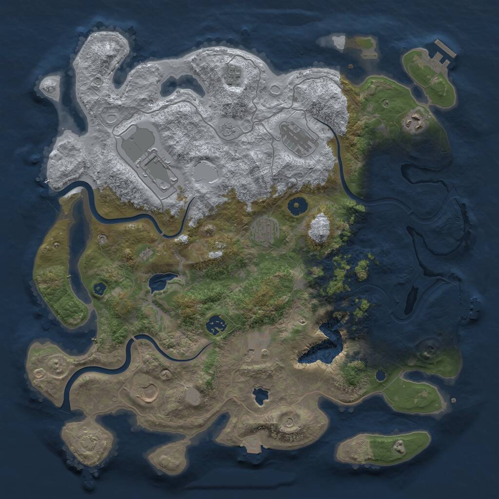Rust Map: Procedural Map, Size: 4000, Seed: 1180109653, 14 Monuments