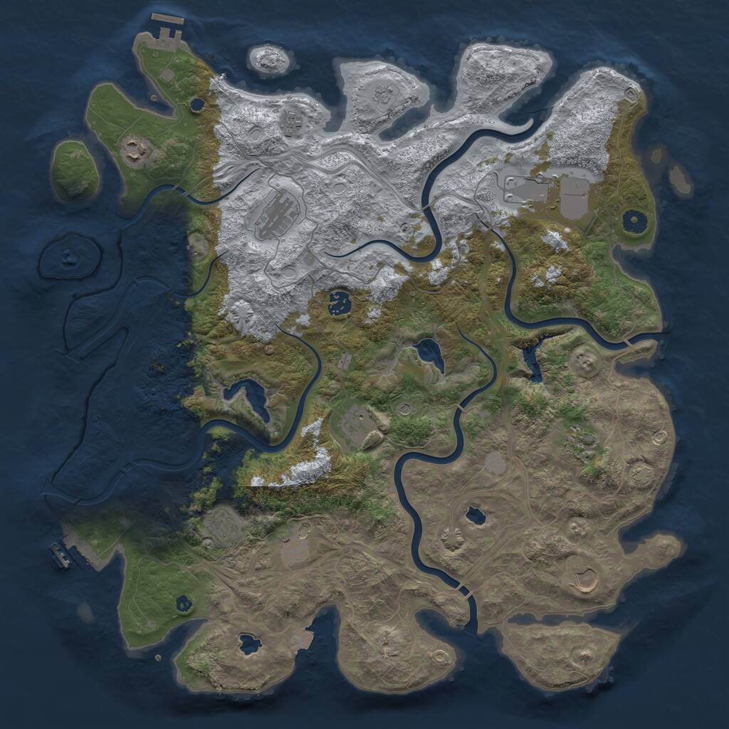 Rust Map: Procedural Map, Size: 4500, Seed: 677320369, 16 Monuments