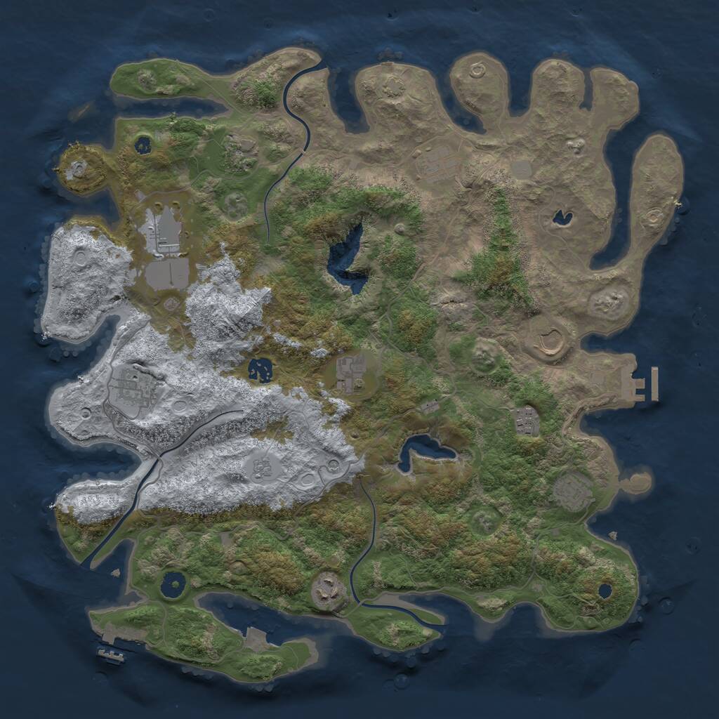 Rust Map: Procedural Map, Size: 4200, Seed: 605491237, 16 Monuments