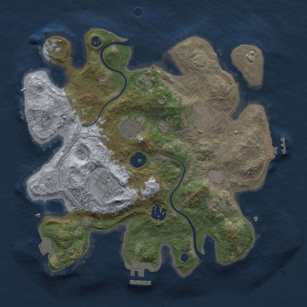 Rust Map: Procedural Map, Size: 3000, Seed: 1206093758, 10 Monuments