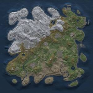 Thumbnail Rust Map: Procedural Map, Size: 3600, Seed: 1754178585, 15 Monuments