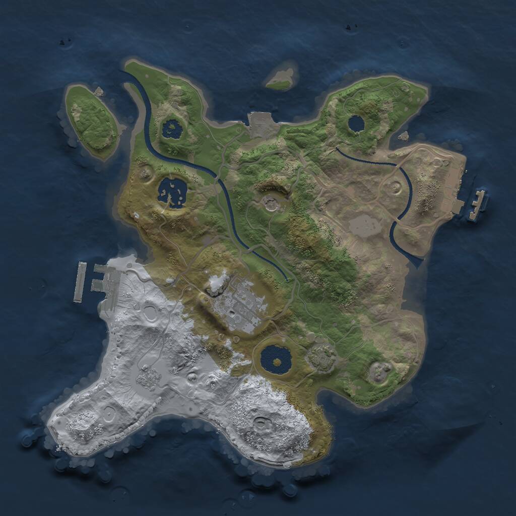 Rust Map: Procedural Map, Size: 2550, Seed: 359103433, 8 Monuments