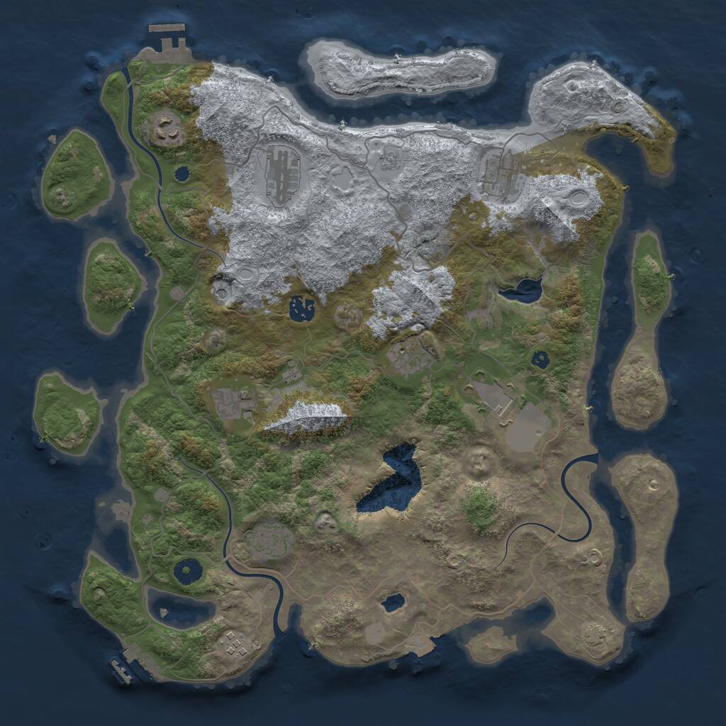 Rust Map: Procedural Map, Size: 4050, Seed: 1223444404, 15 Monuments