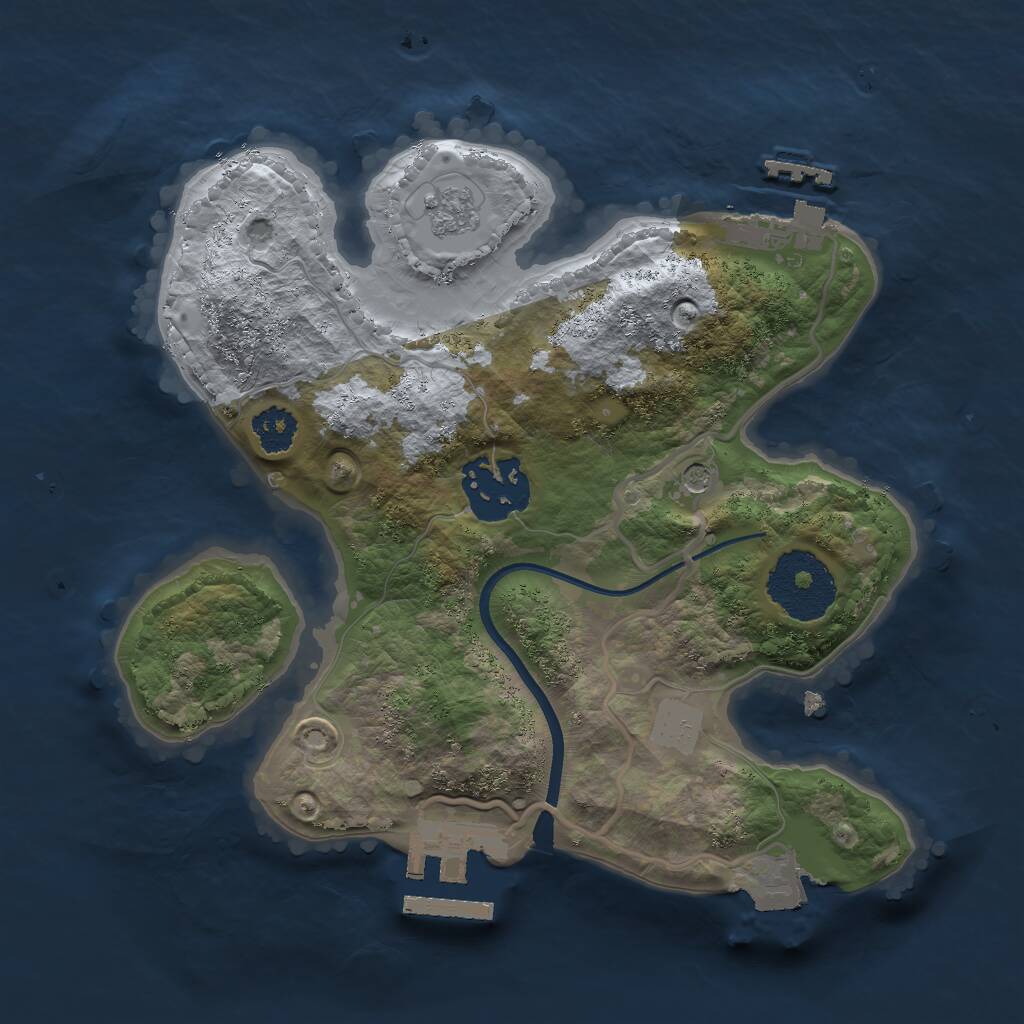 Rust Map: Procedural Map, Size: 2300, Seed: 1391743132, 6 Monuments