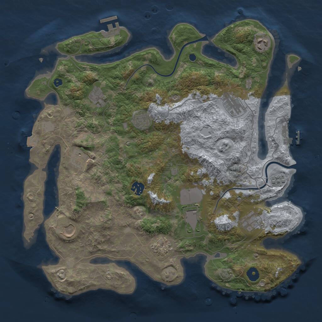 Rust Map: Procedural Map, Size: 3750, Seed: 458731943, 16 Monuments