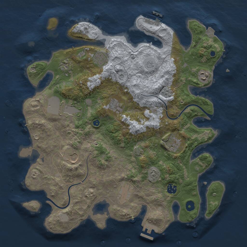Rust Map: Procedural Map, Size: 3750, Seed: 2035541702, 16 Monuments