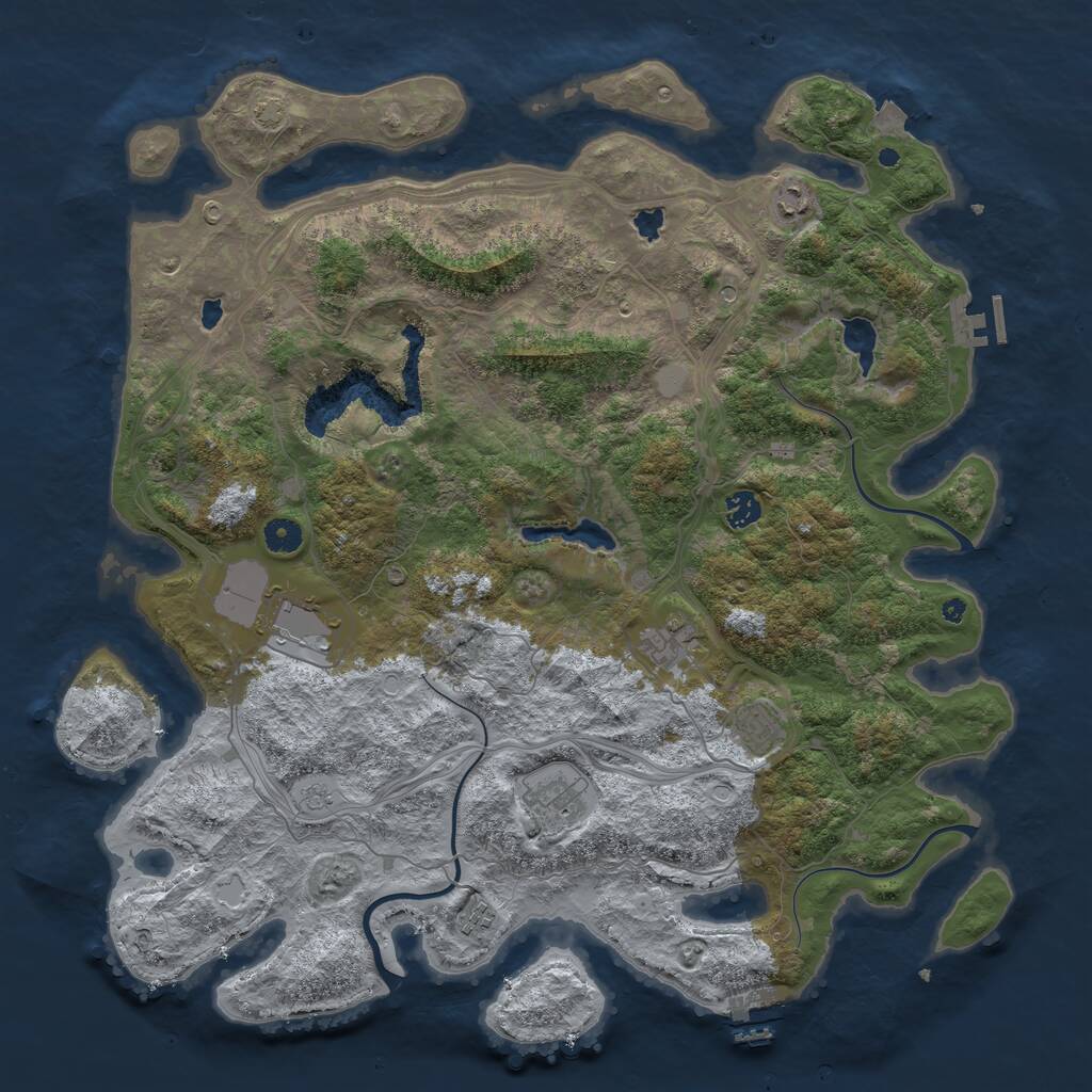 Rust Map: Procedural Map, Size: 4500, Seed: 2115811540, 13 Monuments
