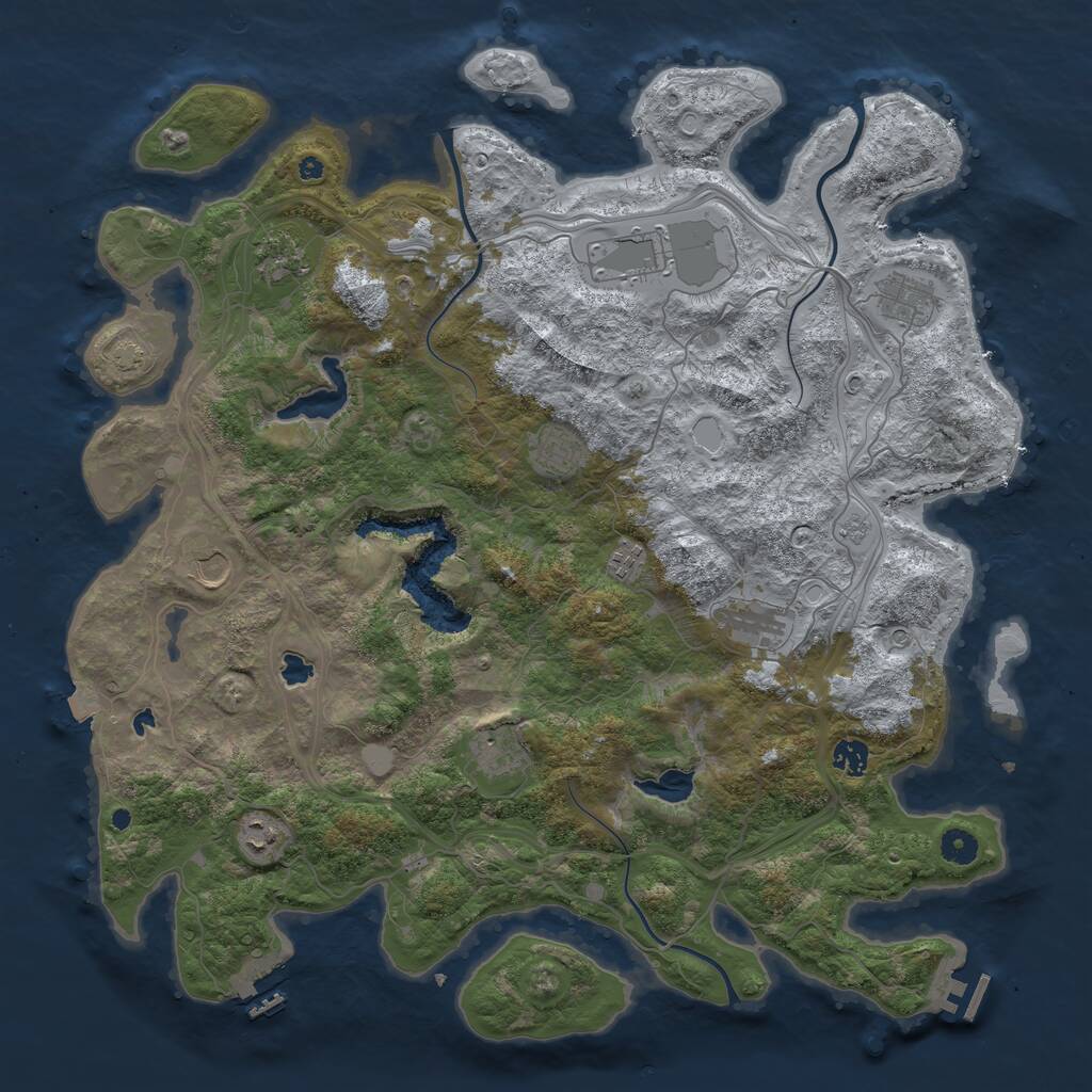Rust Map: Procedural Map, Size: 4500, Seed: 79001, 16 Monuments