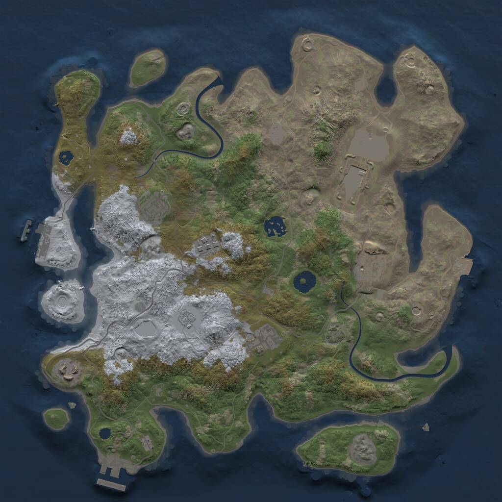 Rust Map: Procedural Map, Size: 3500, Seed: 65393090, 13 Monuments