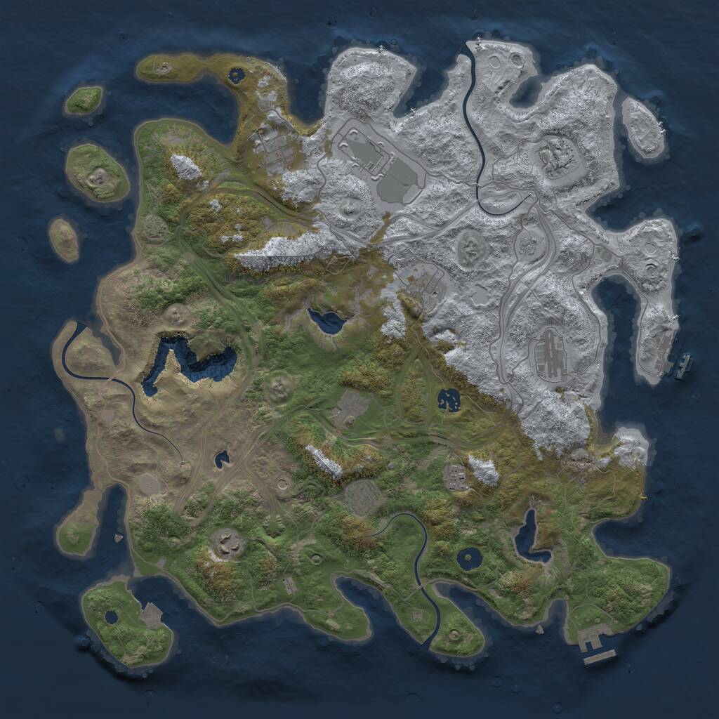 Rust Map: Procedural Map, Size: 4500, Seed: 1790925089, 16 Monuments