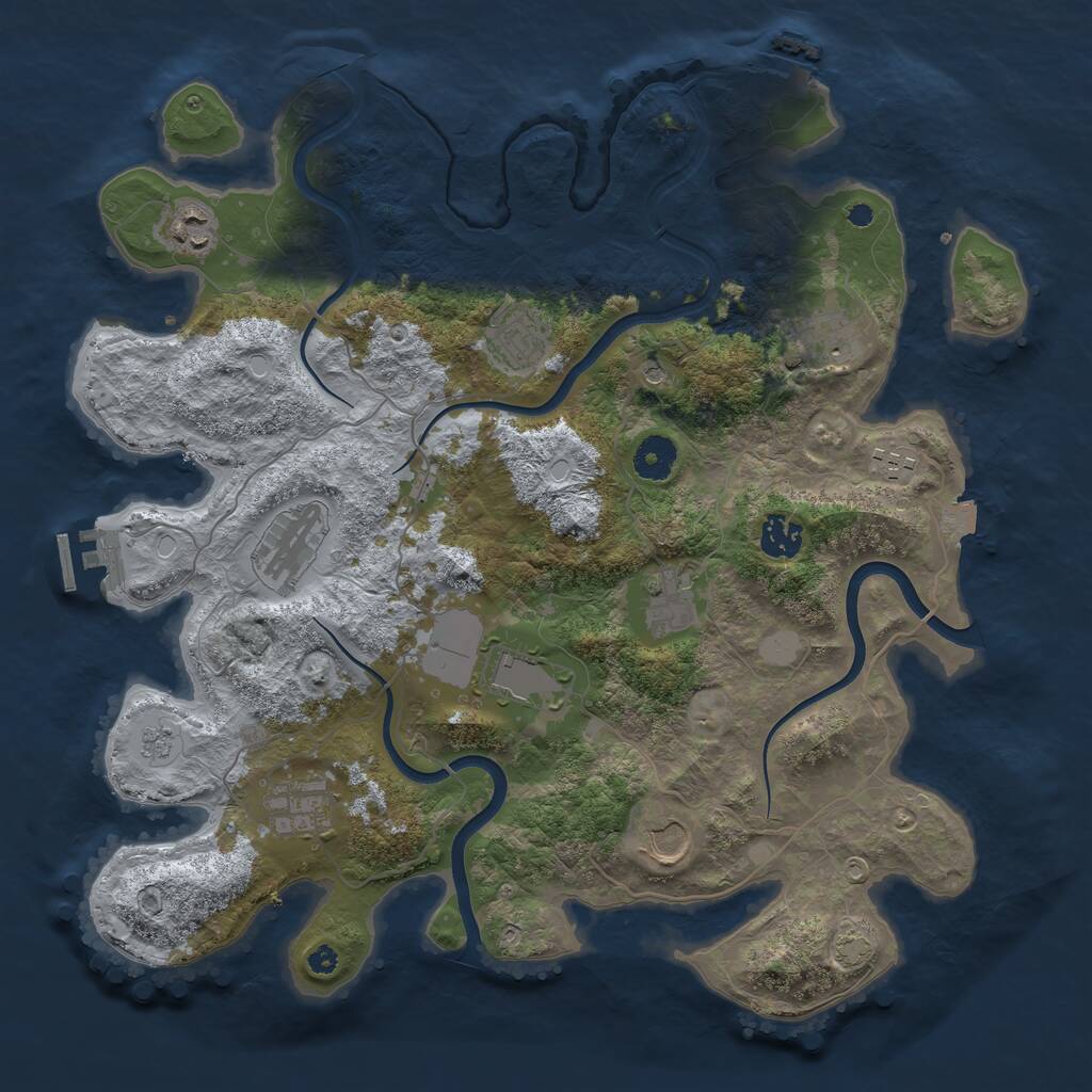 Rust Map: Procedural Map, Size: 3800, Seed: 65109902, 16 Monuments