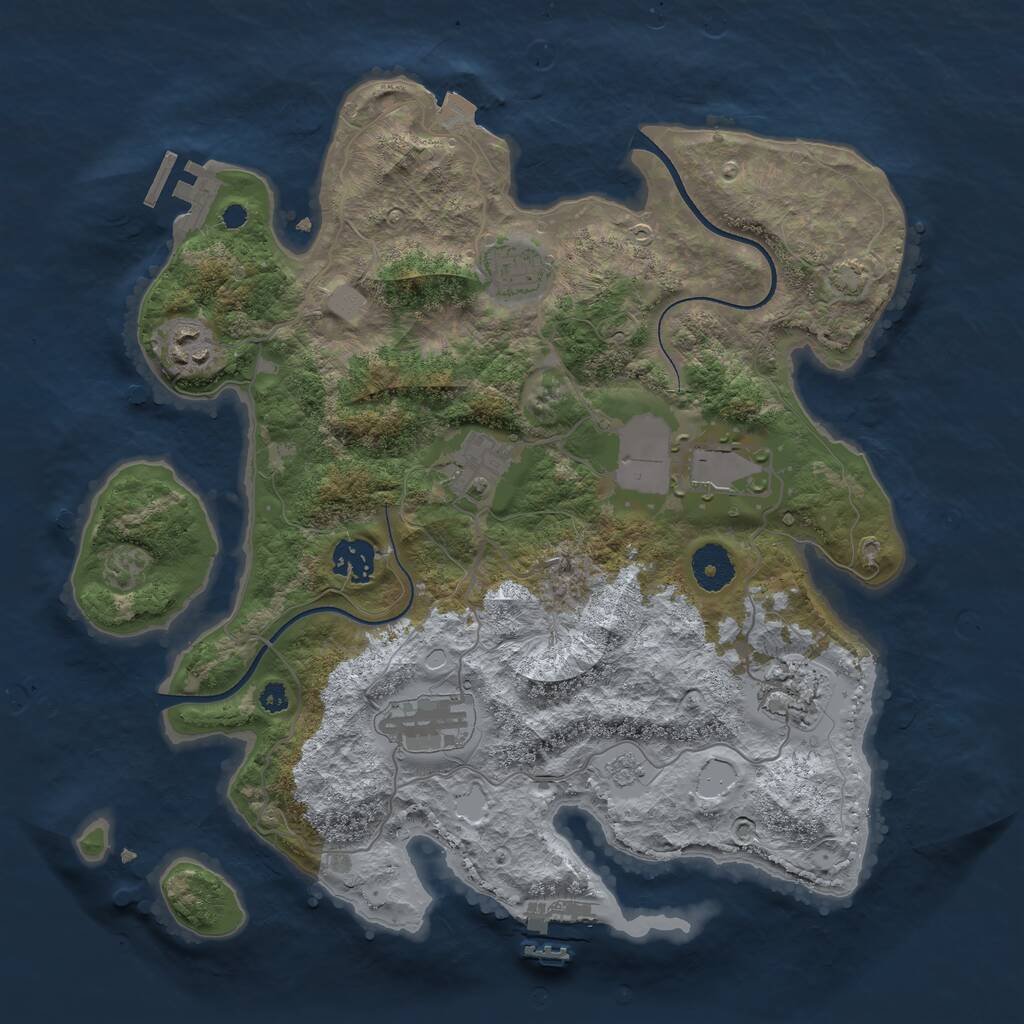 Rust Map: Procedural Map, Size: 3500, Seed: 2585474, 12 Monuments