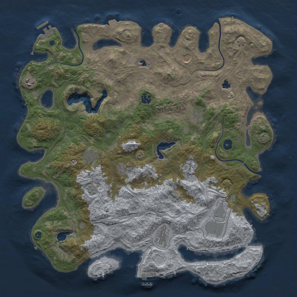 Rust Map: Procedural Map, Size: 4500, Seed: 956260140, 16 Monuments