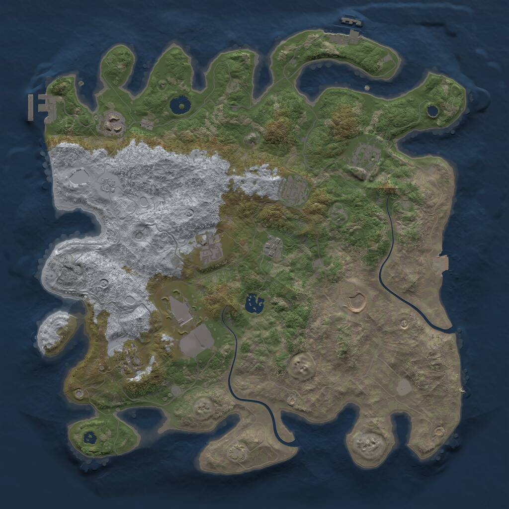 Rust Map: Procedural Map, Size: 3900, Seed: 41222, 15 Monuments