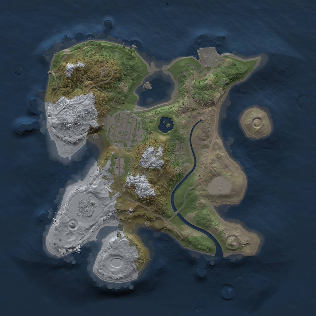 Rust Map: Procedural Map, Size: 2000, Seed: 1741560306, 3 Monuments