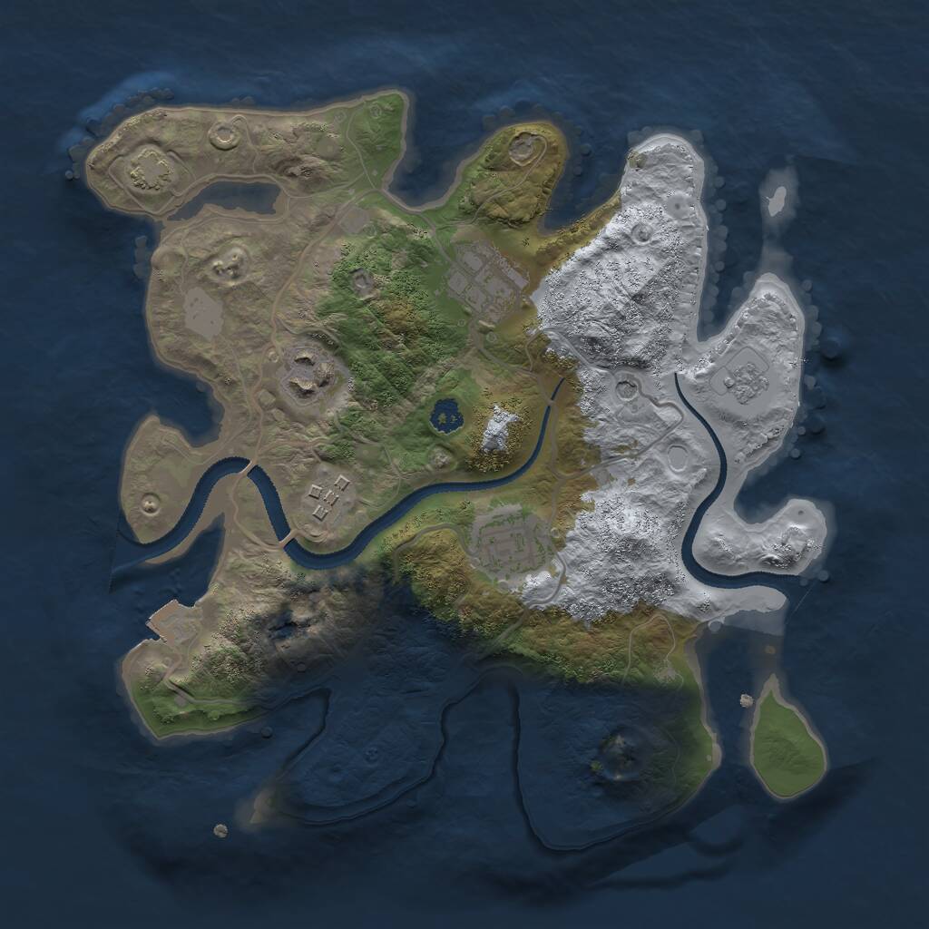 Rust Map: Procedural Map, Size: 2800, Seed: 33523, 8 Monuments