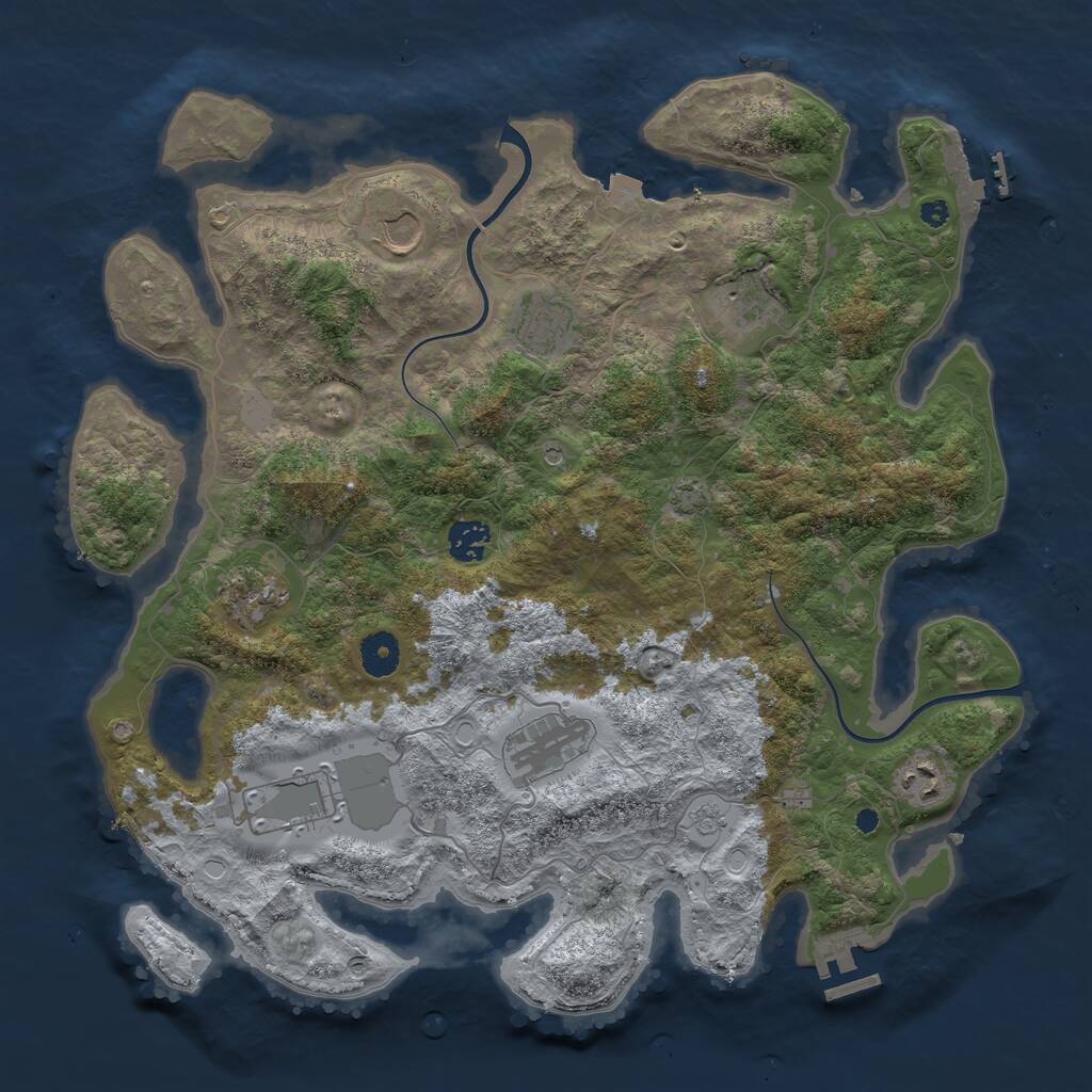 Rust Map: Procedural Map, Size: 3850, Seed: 345342123, 14 Monuments