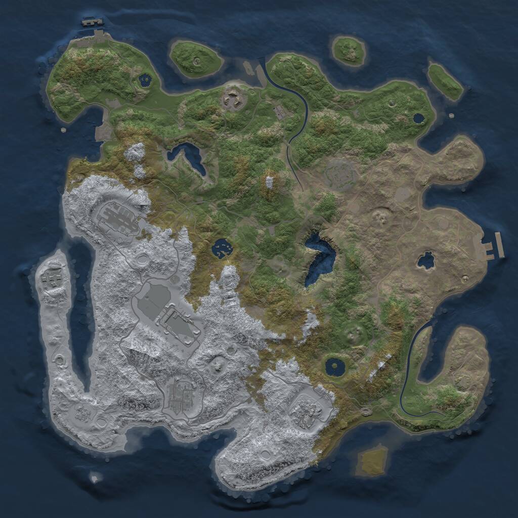 Rust Map: Procedural Map, Size: 4000, Seed: 500756, 13 Monuments