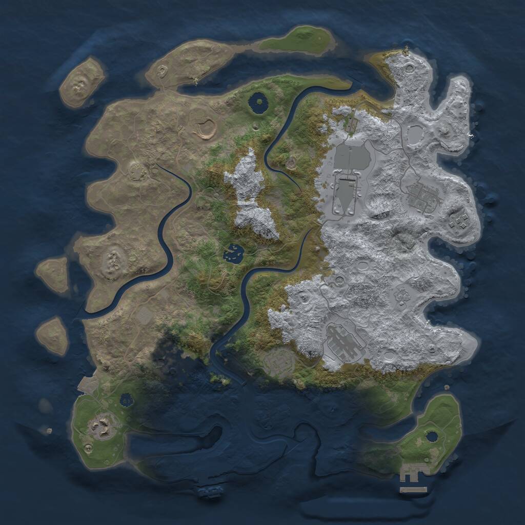 Rust Map: Procedural Map, Size: 3900, Seed: 33015, 15 Monuments