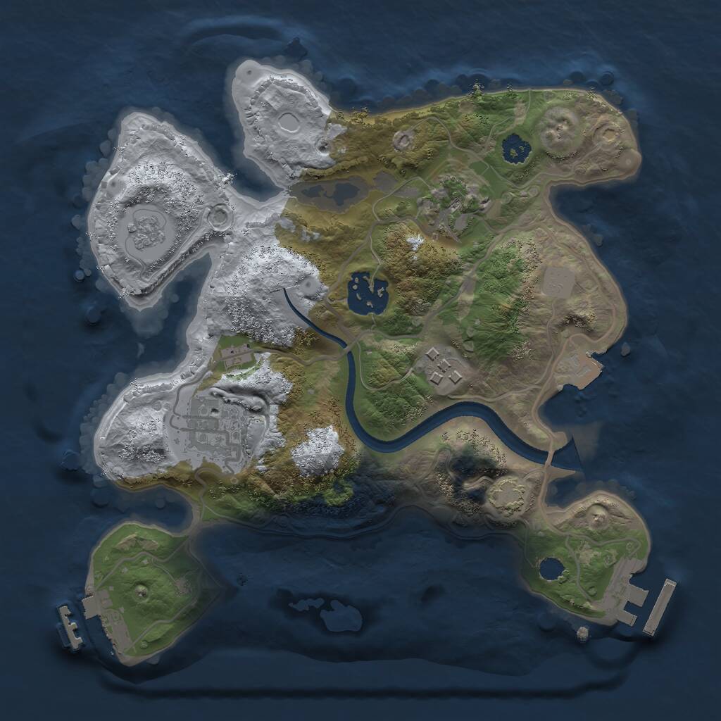 Rust Map: Procedural Map, Size: 2500, Seed: 702950625, 9 Monuments