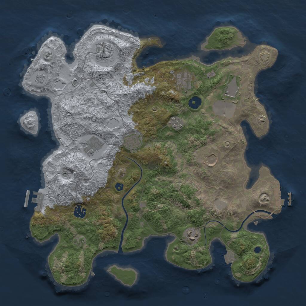 Rust Map: Procedural Map, Size: 3650, Seed: 21132775, 15 Monuments