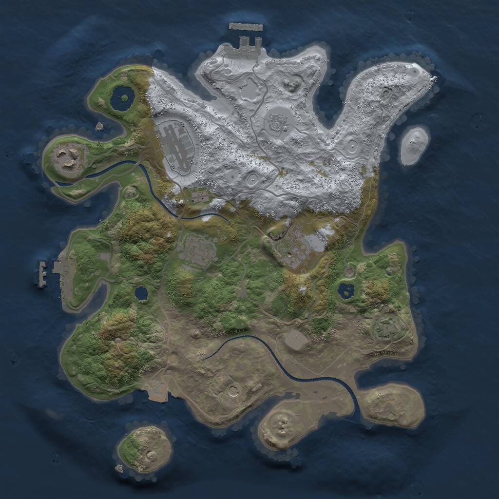 Rust Map: Procedural Map, Size: 3000, Seed: 883107131, 10 Monuments