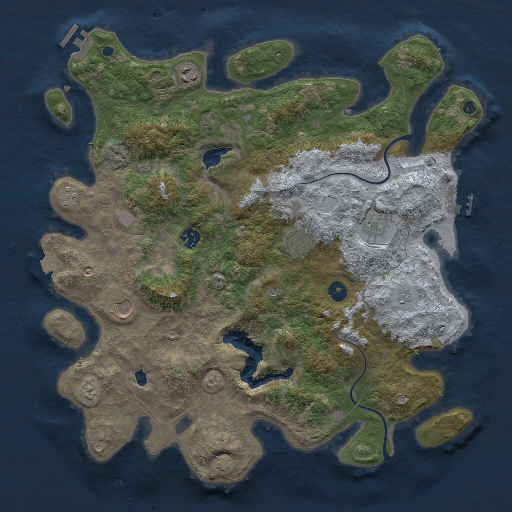 Rust Map: Procedural Map, Size: 4000, Seed: 2502507, 12 Monuments