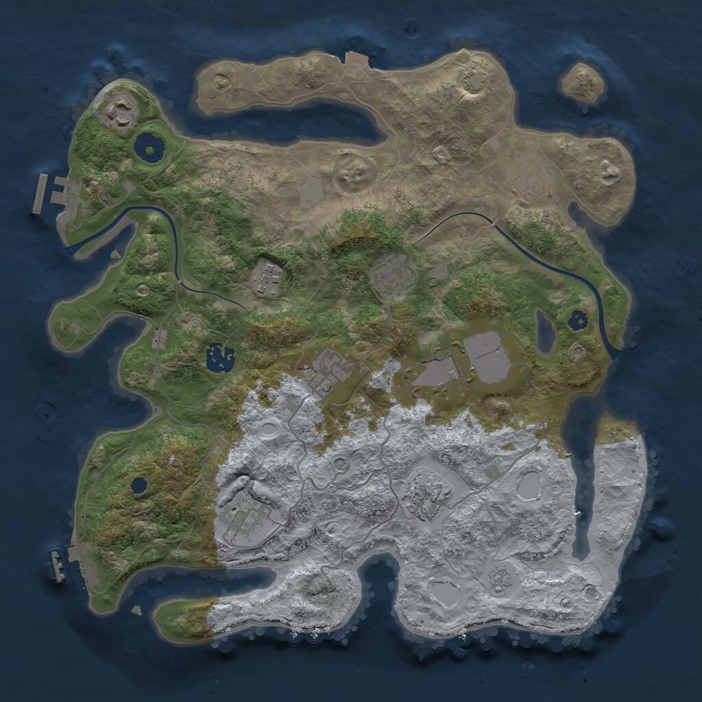 Rust Map: Procedural Map, Size: 3500, Seed: 1286087343, 15 Monuments