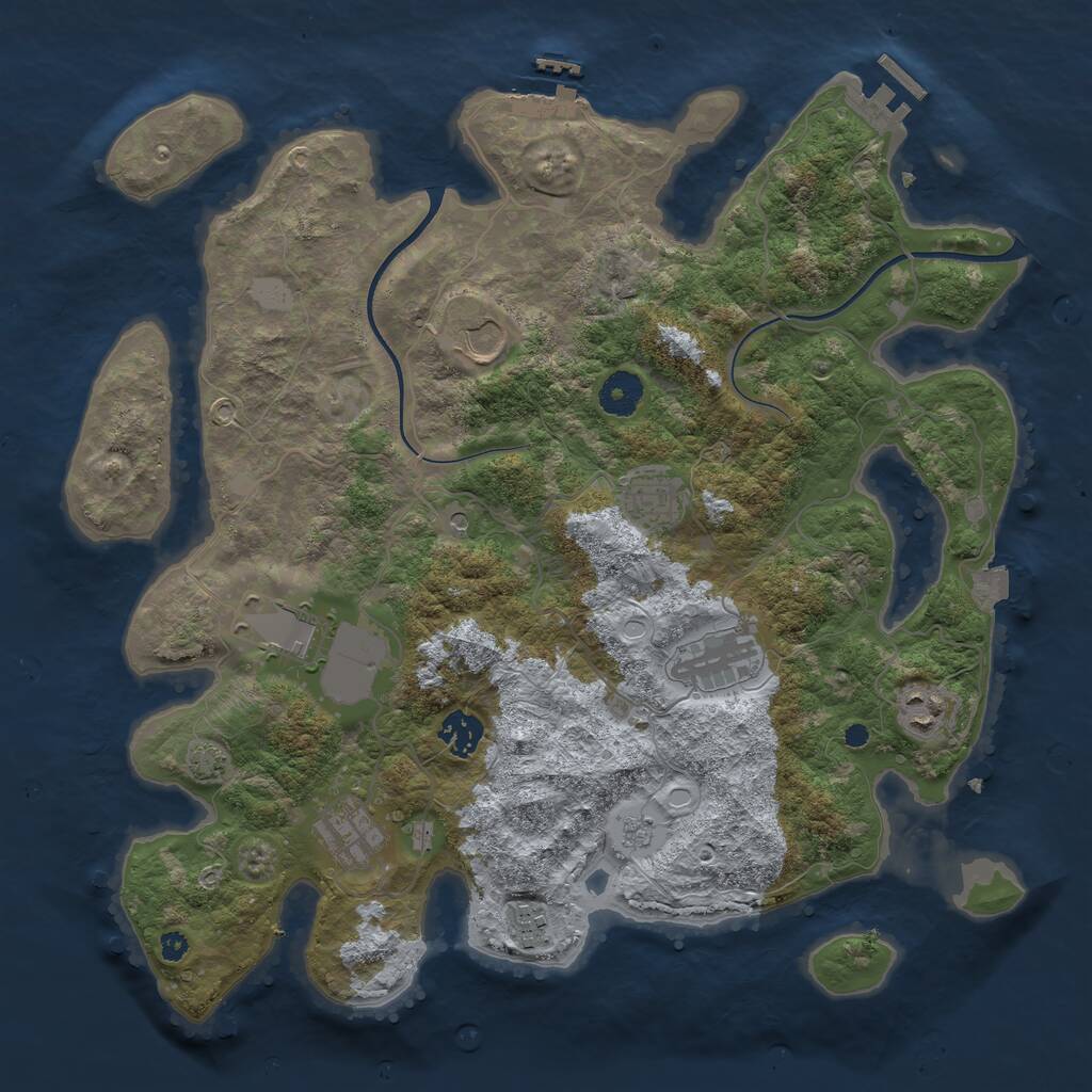 Rust Map: Procedural Map, Size: 3750, Seed: 1985800013, 14 Monuments
