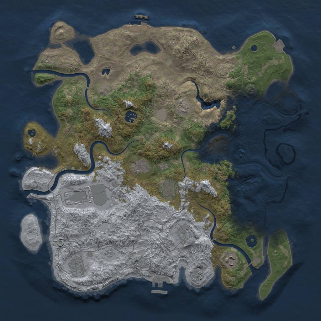Rust Map: Procedural Map, Size: 4050, Seed: 680337108, 14 Monuments