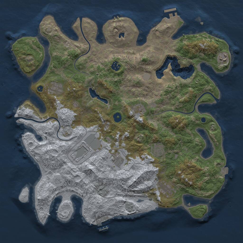 Rust Map: Procedural Map, Size: 4050, Seed: 513719953, 15 Monuments
