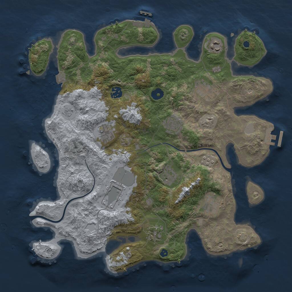 Rust Map: Procedural Map, Size: 3700, Seed: 11777697, 16 Monuments