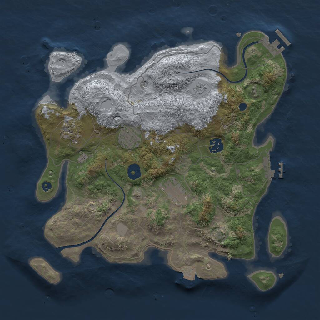 Rust Map: Procedural Map, Size: 3250, Seed: 2035041342, 10 Monuments
