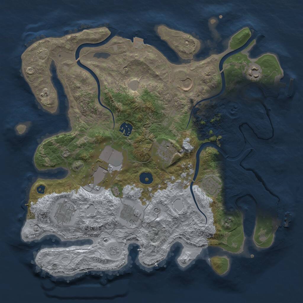 Rust Map: Procedural Map, Size: 3500, Seed: 2071508513, 14 Monuments