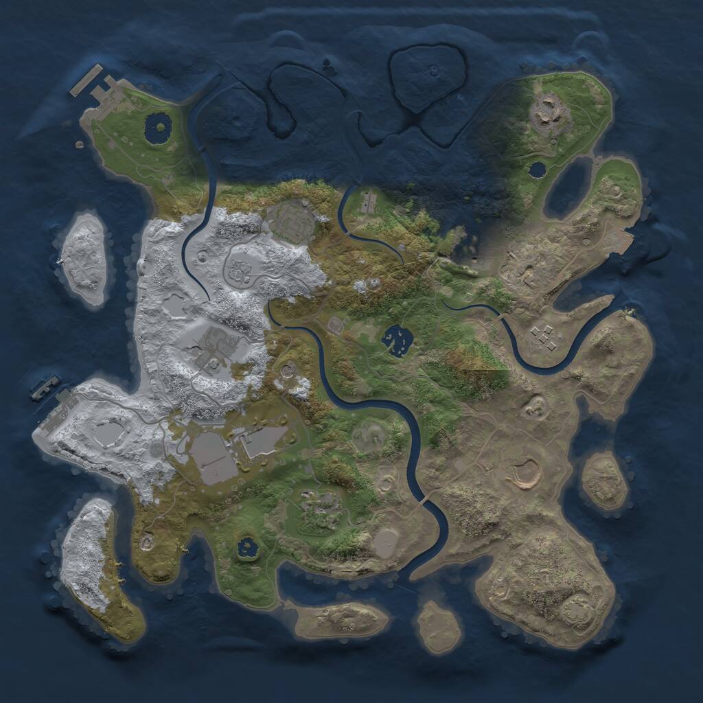 Rust Map: Procedural Map, Size: 3500, Seed: 1809264024, 15 Monuments