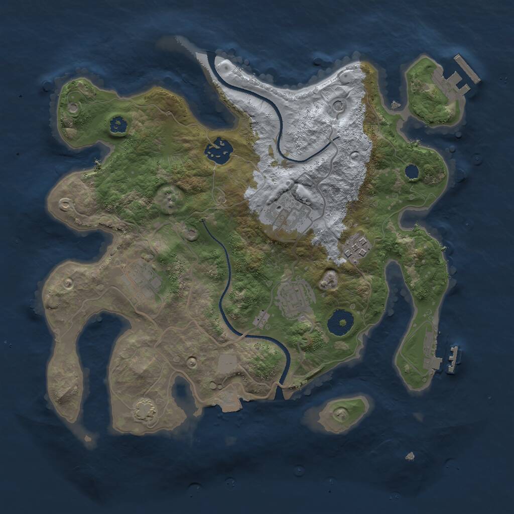 Rust Map: Procedural Map, Size: 3000, Seed: 846270, 10 Monuments