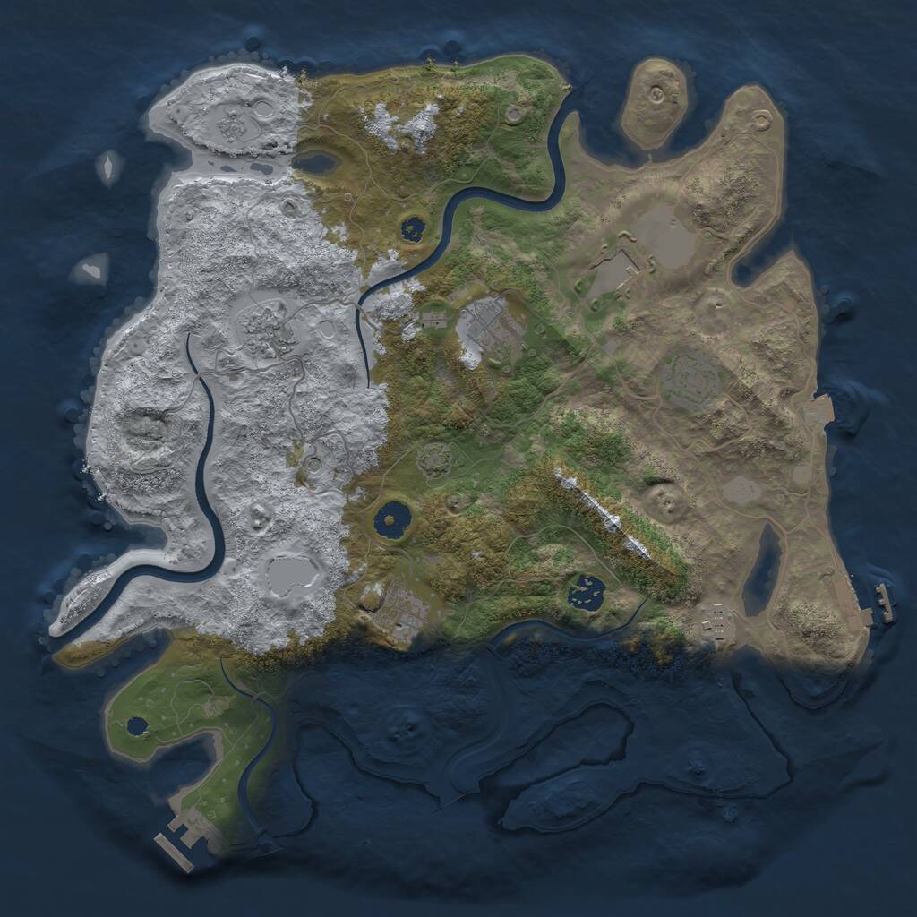 Rust Map: Procedural Map, Size: 3800, Seed: 753295924, 13 Monuments