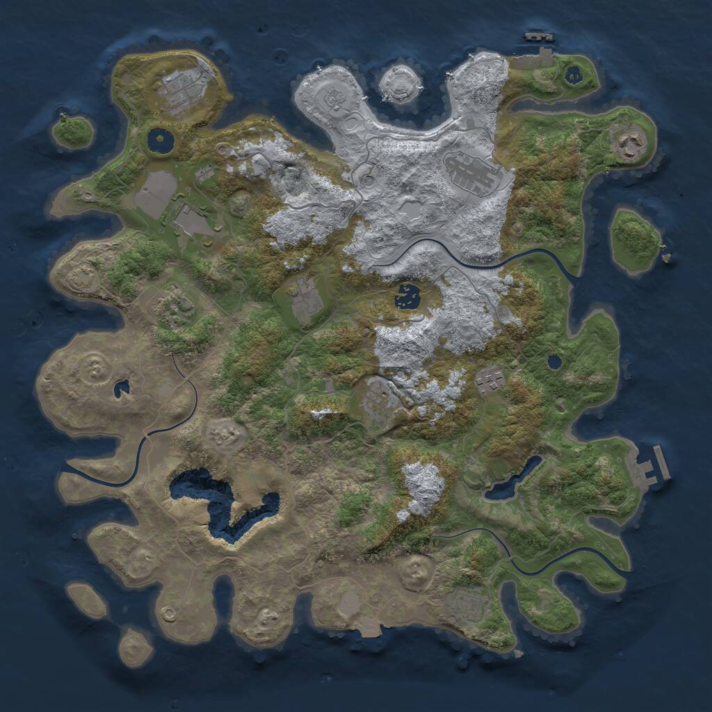 Rust Map: Procedural Map, Size: 4050, Seed: 342161541, 16 Monuments