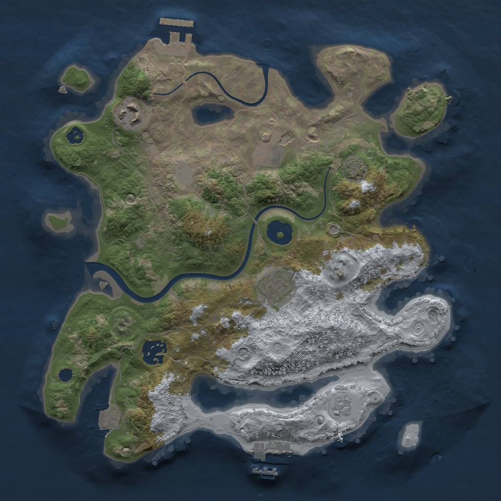 Rust Map: Procedural Map, Size: 3000, Seed: 1277324275, 10 Monuments