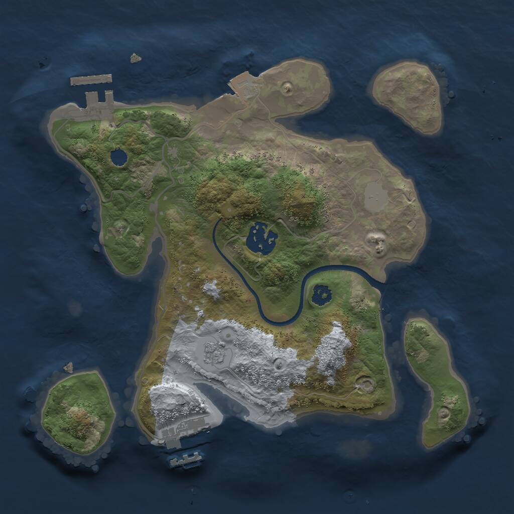 Rust Map: Procedural Map, Size: 2500, Seed: 599178694, 5 Monuments