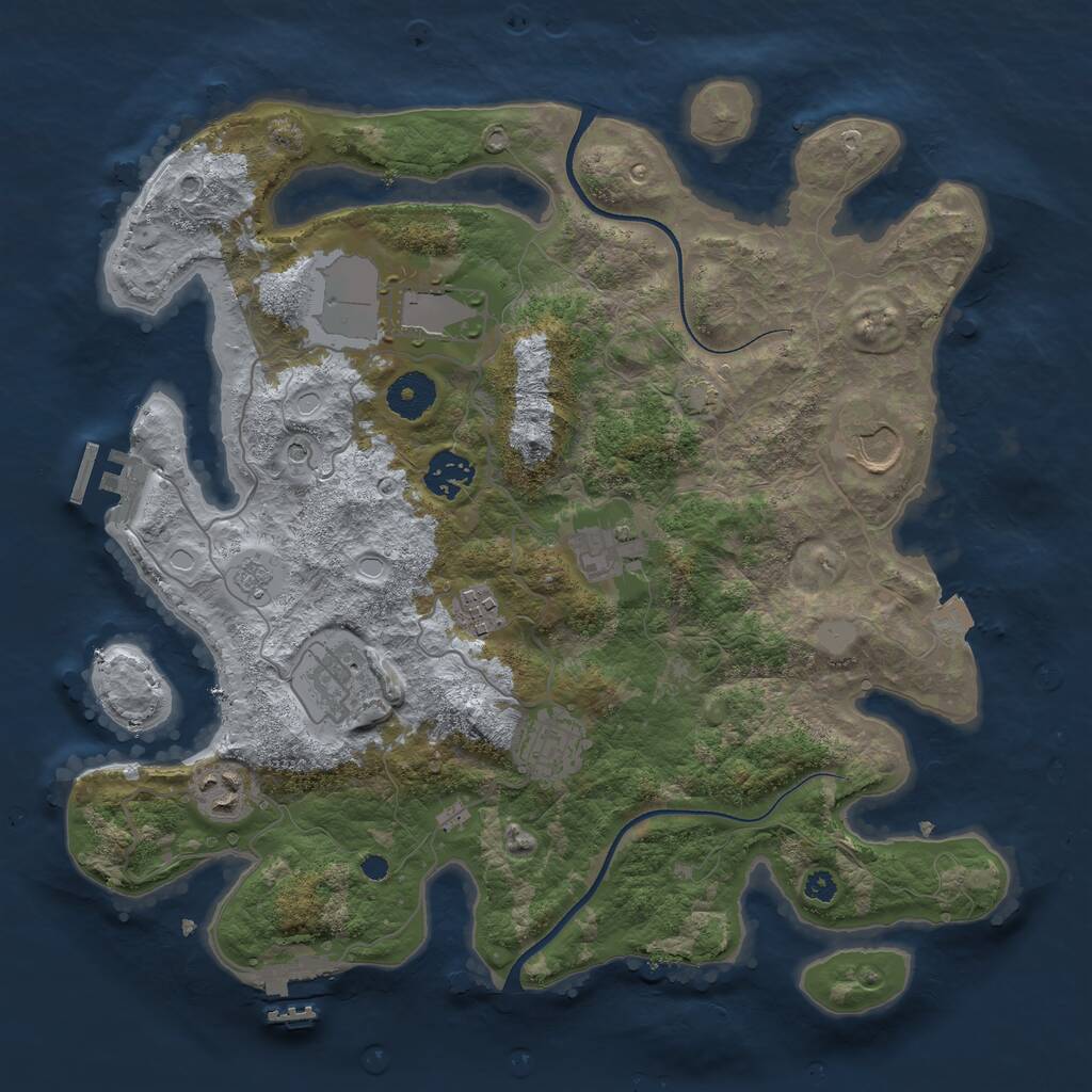 Rust Map: Procedural Map, Size: 3500, Seed: 814162044, 14 Monuments