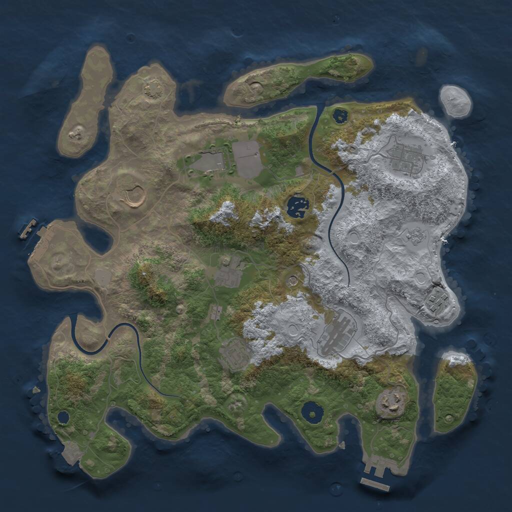 Rust Map: Procedural Map, Size: 3500, Seed: 476261912, 15 Monuments