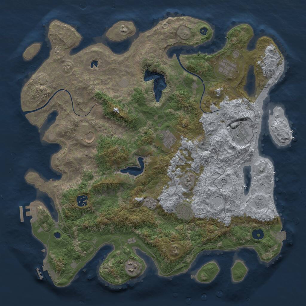 Rust Map: Procedural Map, Size: 4000, Seed: 654165, 14 Monuments