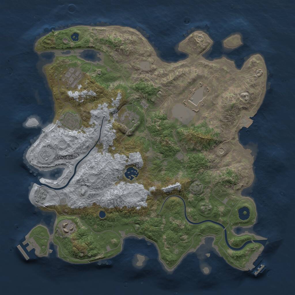 Rust Map: Procedural Map, Size: 3500, Seed: 9281730, 13 Monuments