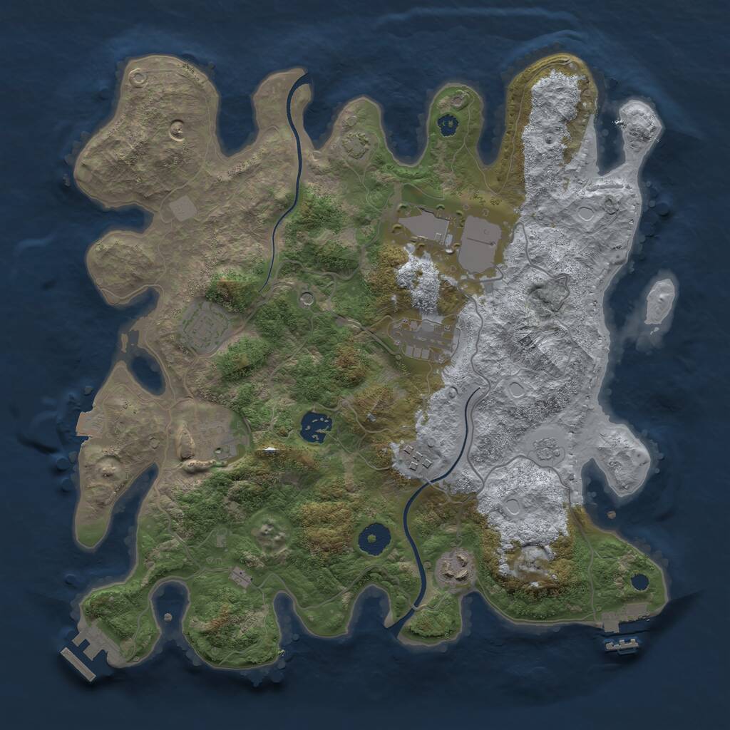 Rust Map: Procedural Map, Size: 3500, Seed: 598507308, 13 Monuments