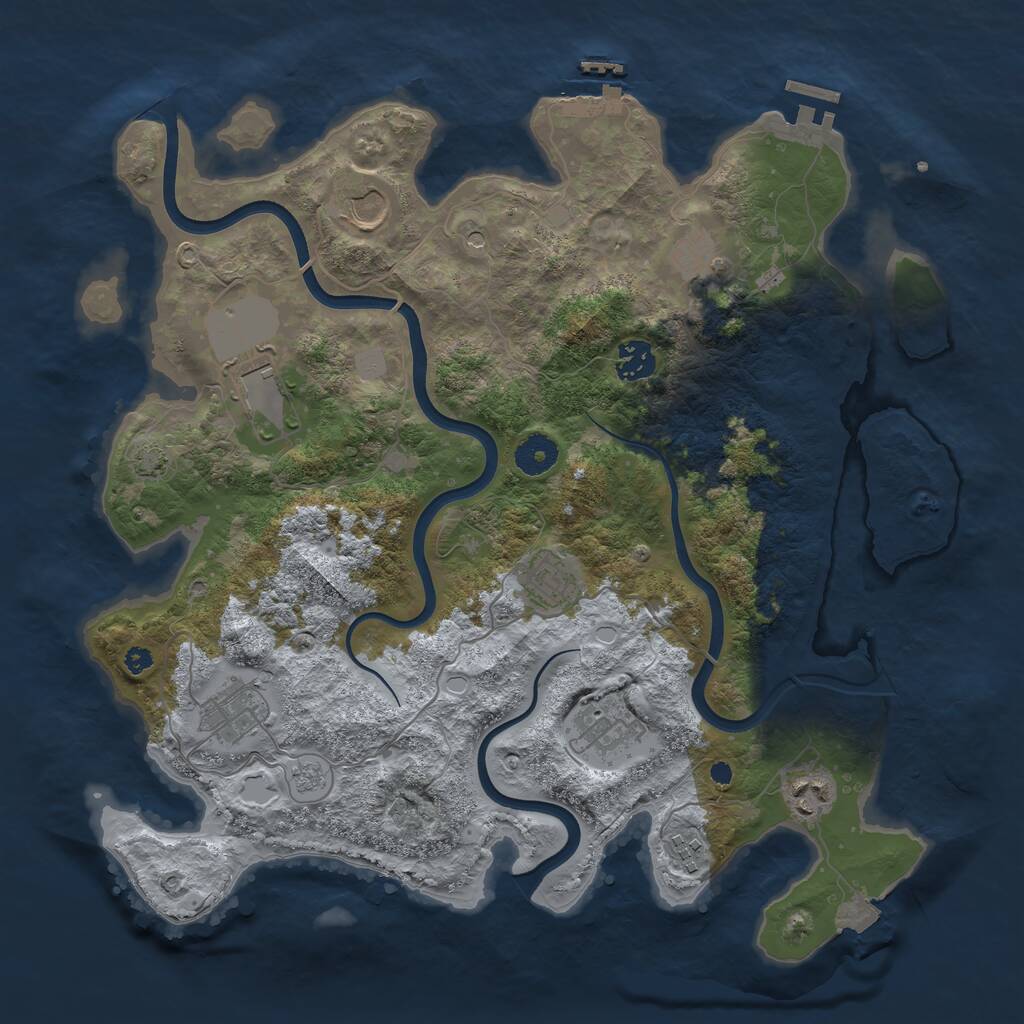 Rust Map: Procedural Map, Size: 3750, Seed: 271224258, 15 Monuments