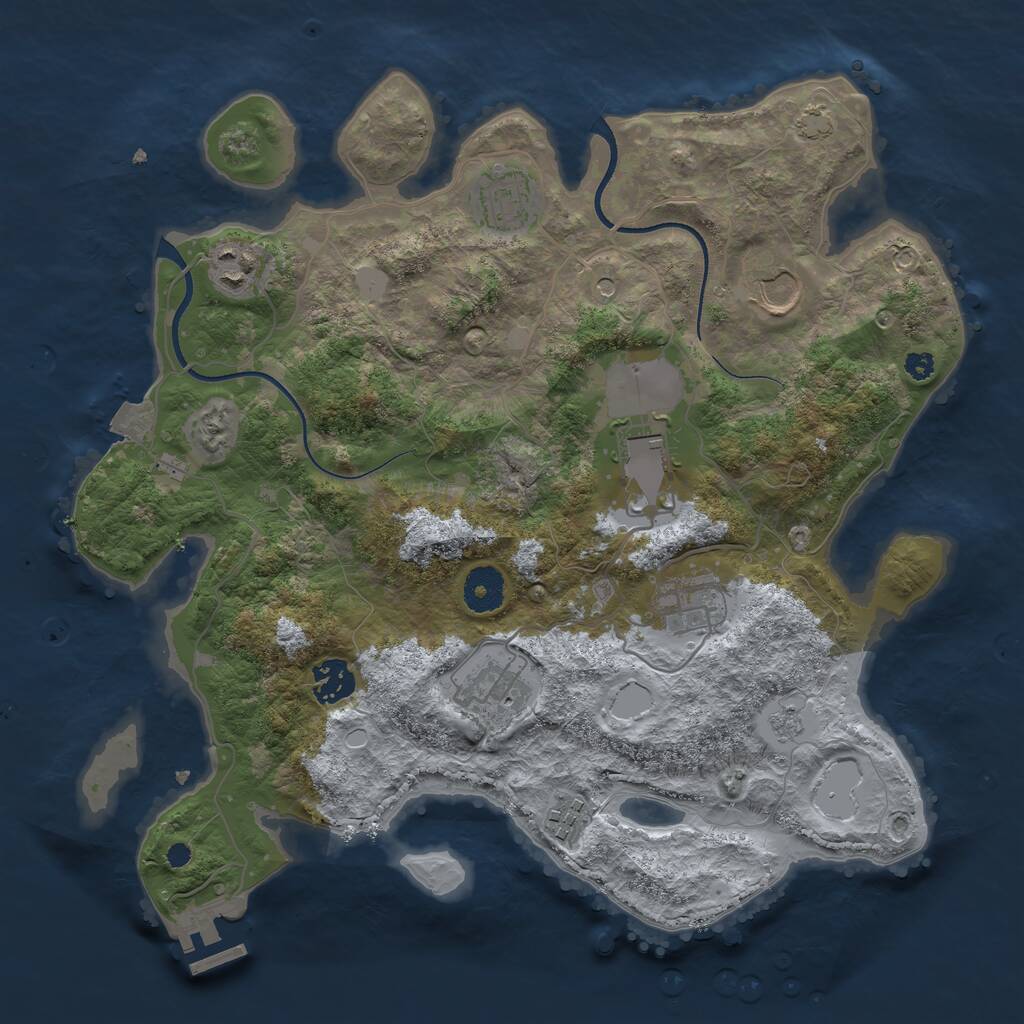 Rust Map: Procedural Map, Size: 3500, Seed: 1311197326, 13 Monuments